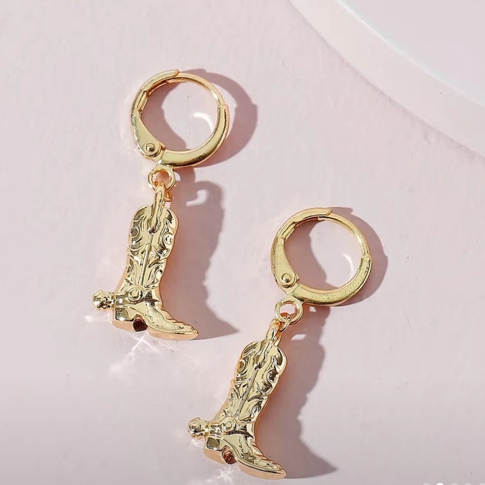 Cowboy Boot Hoop Earrings Cowgirl Western Earrings Statement Jewelry